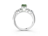 White gold Fancy Green Emerald  Cut Five-Stone Prong Set Diamond Ring with Classic Band_35