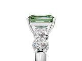 White gold Fancy Green Emerald  Cut Five-Stone Prong Set Diamond Ring with Classic Band_37