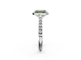 White gold Fancy Green Emerald  Cut Halo Diamond Engagement Ring with Pave Band and Four-Prong Setting_30