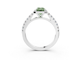 White gold Fancy Green Emerald  Cut Halo Diamond Engagement Ring with Pave Band and Four-Prong Setting_31