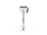 White gold Fancy Green Emerald Cut Halo Diamond Engagement Ring with Split Shank Band and Four-Prong Setting_2