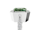 White gold Fancy Green Emerald Cut Halo Diamond Engagement Ring with Split Shank Band and Four-Prong Setting_5