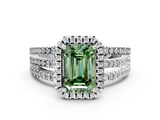 White gold Fancy Green Emerald  Cut Halo Diamond Engagement Ring with Split Shank and Four-Prong Setting_20