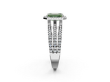 White gold Fancy Green Emerald  Cut Halo Diamond Engagement Ring with Split Shank and Four-Prong Setting_22