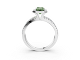 White gold Fancy Green Emerald  Cut Halo Diamond Engagement Ring with Split Shank and Four-Prong Setting_24