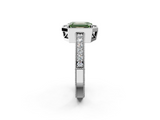 White gold Fancy Green Emerald  Cut Halo Diamond Pave Band Ring with Four-Prong Setting_47