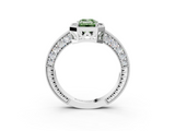 White gold Fancy Green Emerald  Cut Halo Diamond Pave Band Ring with Four-Prong Setting_48