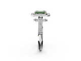 White gold Fancy Green Emerald  Cut Halo Diamond Pave Band with Four-Prong Setting_38