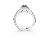White gold Fancy Green Emerald  Cut Halo Diamond Pave Band with Four-Prong Setting_39
