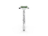 White gold Fancy Green Emerald Cut Halo Diamond Pave Band with Prong Setting_2