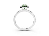 White gold Fancy Green Emerald Cut Halo Diamond Pave Band with Prong Setting_3