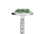 White gold Fancy Green Emerald Cut Halo Diamond Pave Band with Prong Setting_5