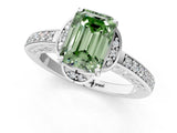 White gold Fancy Green Emerald  Cut Halo Diamond Ring with Channel Set Band and Four-Prong Setting_33