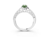 White gold Fancy Green Emerald  Cut Halo Diamond Ring with Channel Set Band and Four-Prong Setting_35
