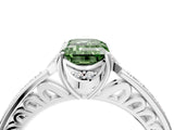White gold Fancy Green Emerald  Cut Halo Diamond Ring with Channel Set Band and Four-Prong Setting_36
