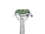 White gold Fancy Green Emerald  Cut Halo Diamond Ring with Channel Set Band and Four-Prong Setting_37