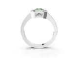 White gold Fancy Green Emerald  Cut Halo Diamond Ring with Pavé Band and Milgrain Prong Setting_35