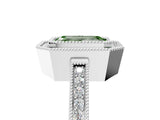 White gold Fancy Green Emerald  Cut Halo Diamond Ring with Pavé Band and Milgrain Prong Setting_37