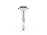 White gold Fancy Green Emerald Cut Halo Diamond Ring with Pavé Band and Three-Prong Setting_14