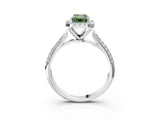 White gold Fancy Green Emerald Cut Halo Diamond Ring with Pavé Band_27