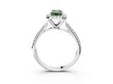 White gold Fancy Green Emerald Cut Halo Diamond Ring with Pavé Band_3