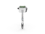 White gold Fancy Green Emerald  Cut Halo Diamond Ring with Pave Band and Four-Prong Setting_27