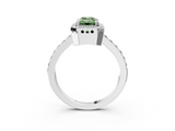 White gold Fancy Green Emerald  Cut Halo Diamond Ring with Pave Band and Four-Prong Setting_28