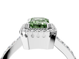 White gold Fancy Green Emerald  Cut Halo Diamond Ring with Pave Band and Four-Prong Setting_28