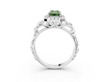 White gold Fancy Green Emerald  Cut Halo Diamond Ring with Scrollwork Band and Four-Prong Setting_49