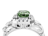 White gold Fancy Green Emerald  Cut Halo Diamond Ring with Scrollwork Band and Four-Prong Setting_50