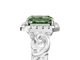 White gold Fancy Green Emerald  Cut Halo Diamond Ring with Scrollwork Band and Four-Prong Setting_51