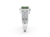 White gold Fancy Green Emerald Cut Halo Diamond Ring with Split Shank and Four-Prong Setting_107
