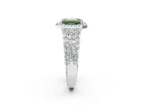 White gold Fancy Green Emerald Cut Halo Pavé Diamond Engagement Ring with Split Shank and Four-Prong Setting_5