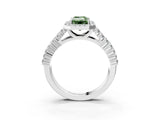 White gold Fancy Green Emerald Cut Halo Pavé Diamond Engagement Ring with Split Shank and Four-Prong Setting_6