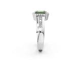 White gold Fancy Green Emerald  Cut Halo Pave Band Four-Prong Ring_51
