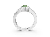 White gold Fancy Green Emerald  Cut Halo Pave Band Four-Prong Ring_52
