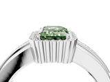 White gold Fancy Green Emerald  Cut Halo Pave Band Four-Prong Ring_52