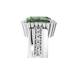 White gold Fancy Green Emerald  Cut Halo Pave Band Four-Prong Ring_53
