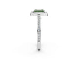 White gold Fancy Green Emerald  Cut Halo Pave Split Shank Prong Setting Ring_33