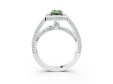 White gold Fancy Green Emerald  Cut Halo Pave Split Shank Prong Setting Ring_34