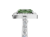 White gold Fancy Green Emerald  Cut Halo Pave Split Shank Prong Setting Ring_36