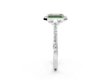 White gold Fancy Green Emerald Cut Halo Round Diamond Pavé Band with Four-Prong Setting_17