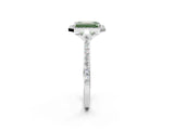 White gold Fancy Green Emerald Cut Halo Round Diamond Pavé Band with Four-Prong Setting_23