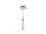 White gold Fancy Green Emerald Cut Halo Round Diamond Solitaire Engagement Ring with Pave Band and Four-Prong Setting_14