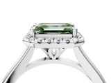 White gold Fancy Green Emerald Cut Halo Round Diamond Solitaire Engagement Ring with Pave Band and Four-Prong Setting_16