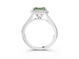 White gold Fancy Green Emerald Cut Halo Round Diamond Solitaire Engagement Ring with Pave Band and Four-Prong Setting_27