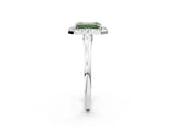 White gold Fancy Green Emerald Cut Halo Round Diamond Solitaire Ring with Pavé Band and Four-Prong Setting_2