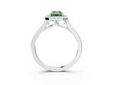 White gold Fancy Green Emerald Cut Halo Round Diamond Solitaire Ring with Pavé Band and Four-Prong Setting_3
