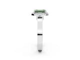 White gold Fancy Green Emerald Cut Halo Round Diamond Twist Band with Four-Prong Setting_26