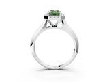 White gold Fancy Green Emerald  Cut Halo Solitaire Engagement Ring with Square Band and Four-Prong Setting_123